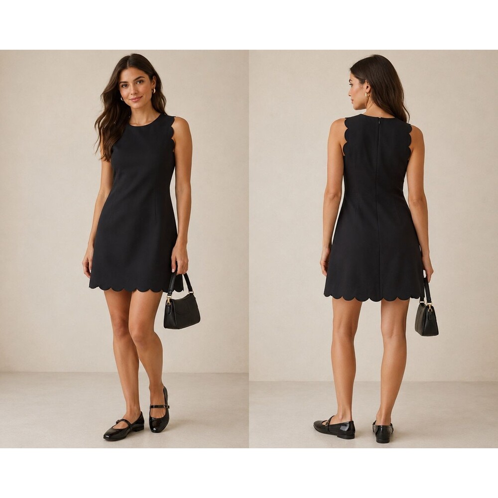 J.Crew Scalloped Sheath Dress Black Sleeveless Mini Cocktail Party Womens 00 NWT